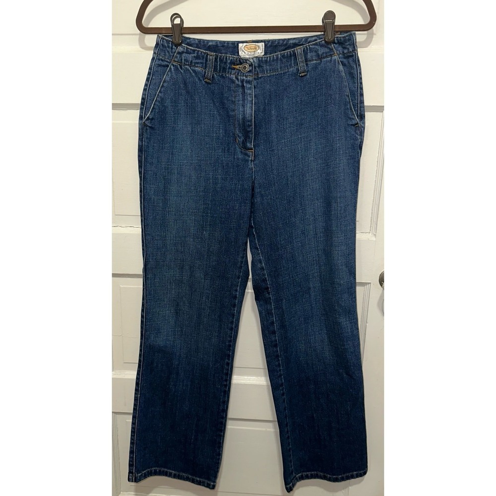 Talbots Petites Jeans 8P (27x28) Straight Leg Stretch Dark Wash Flap Pocket READ
